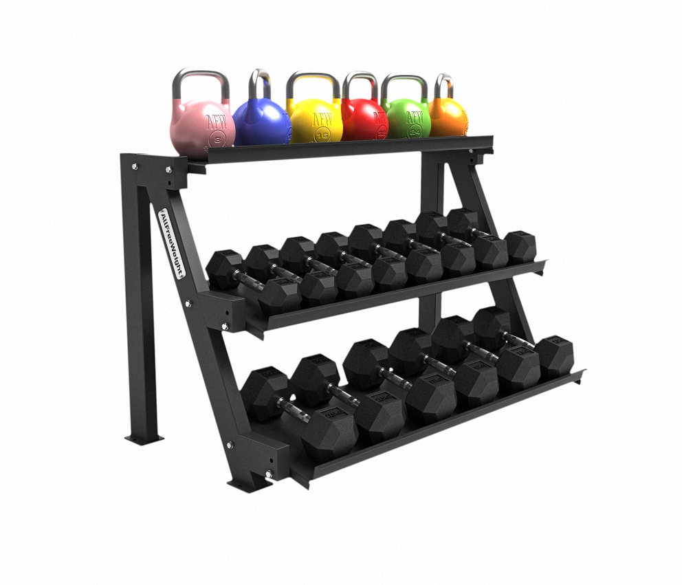 Rack Mancuernas Hexagonales 3 Bandejas